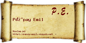 Pápay Emil névjegykártya